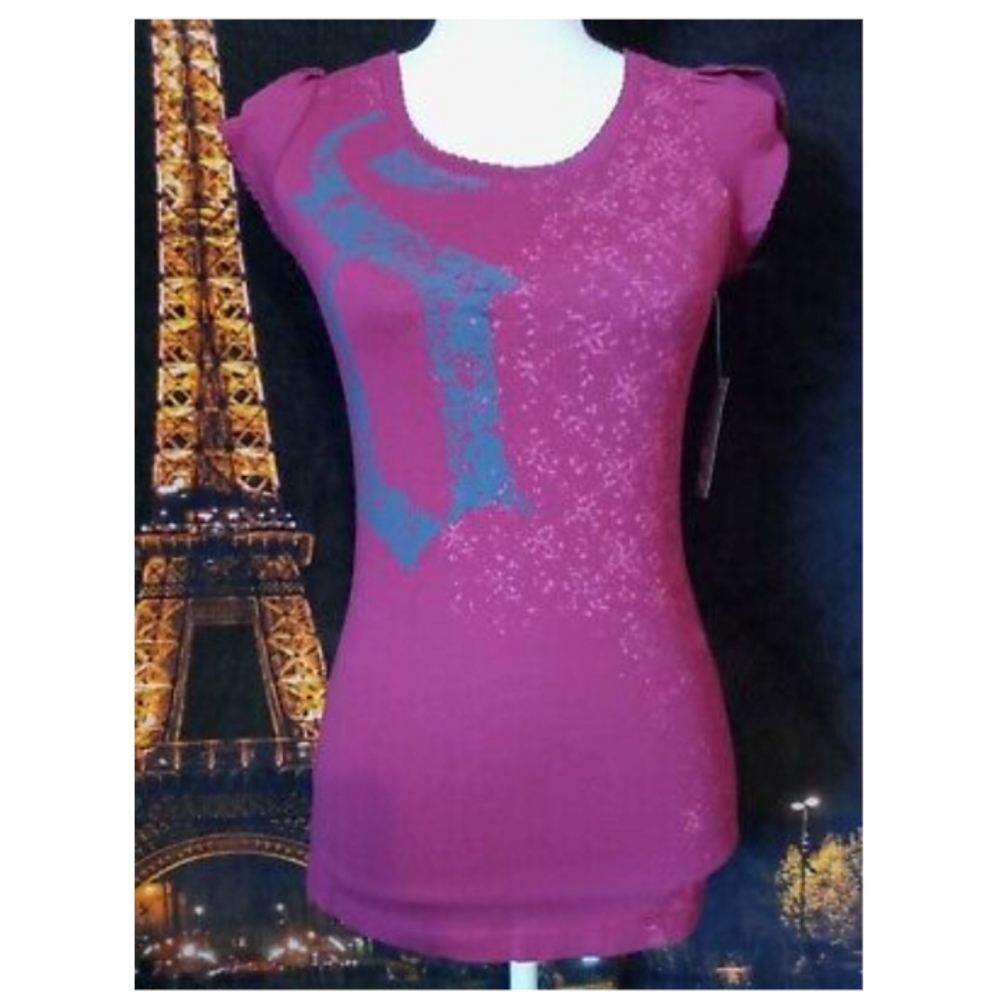 NEW! Y2K Vintage Decree Boysenberry Dark Purple Shirt Blouse Top Juniors S $20